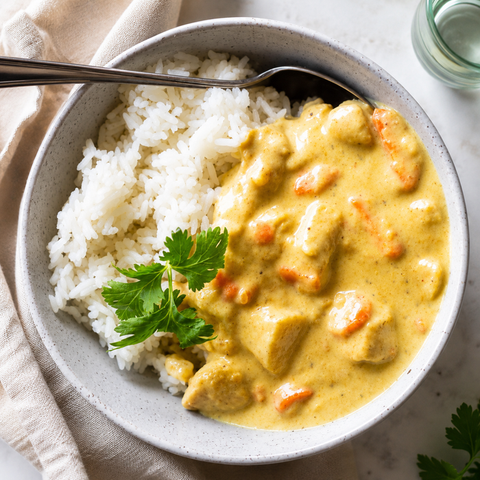 Thai yellow chicken curry — part of a stress-free family meal plan