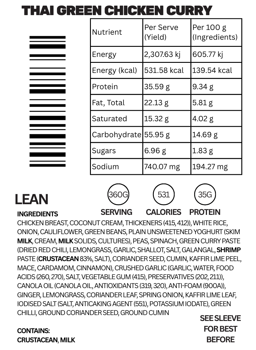 Thai green chicken curry