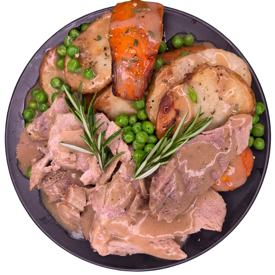 Roast Pork With Veggies and Apple Sauce