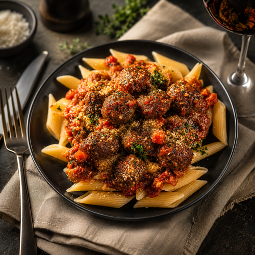 Meatball Penne - Gourmet | The Family Kitchen