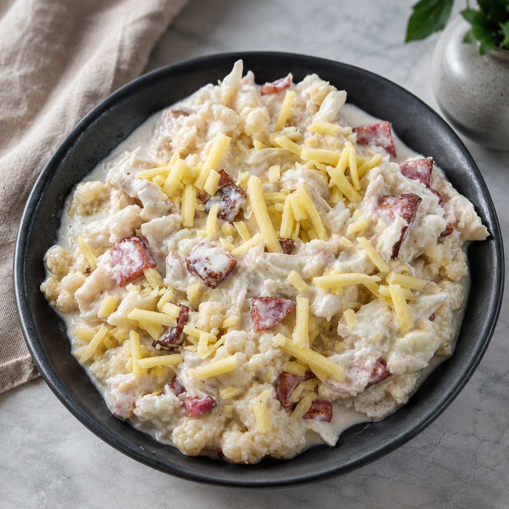 Chicken & Bacon Mac - Low Carb | The Family Kitchen