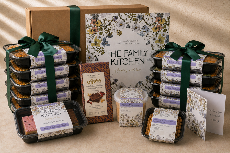 Recovery meal care packages with chef-made meals, treats and a personal card